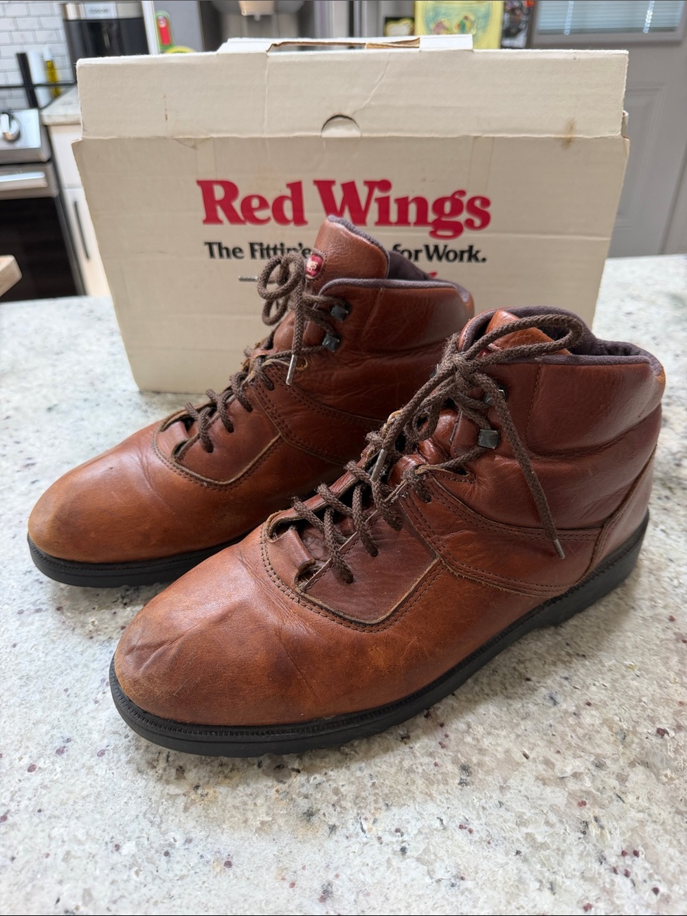 Rare Red Wings Work Boots Leather 6 In 8676 Brown Vintage 1990s Lace Up Mens 10